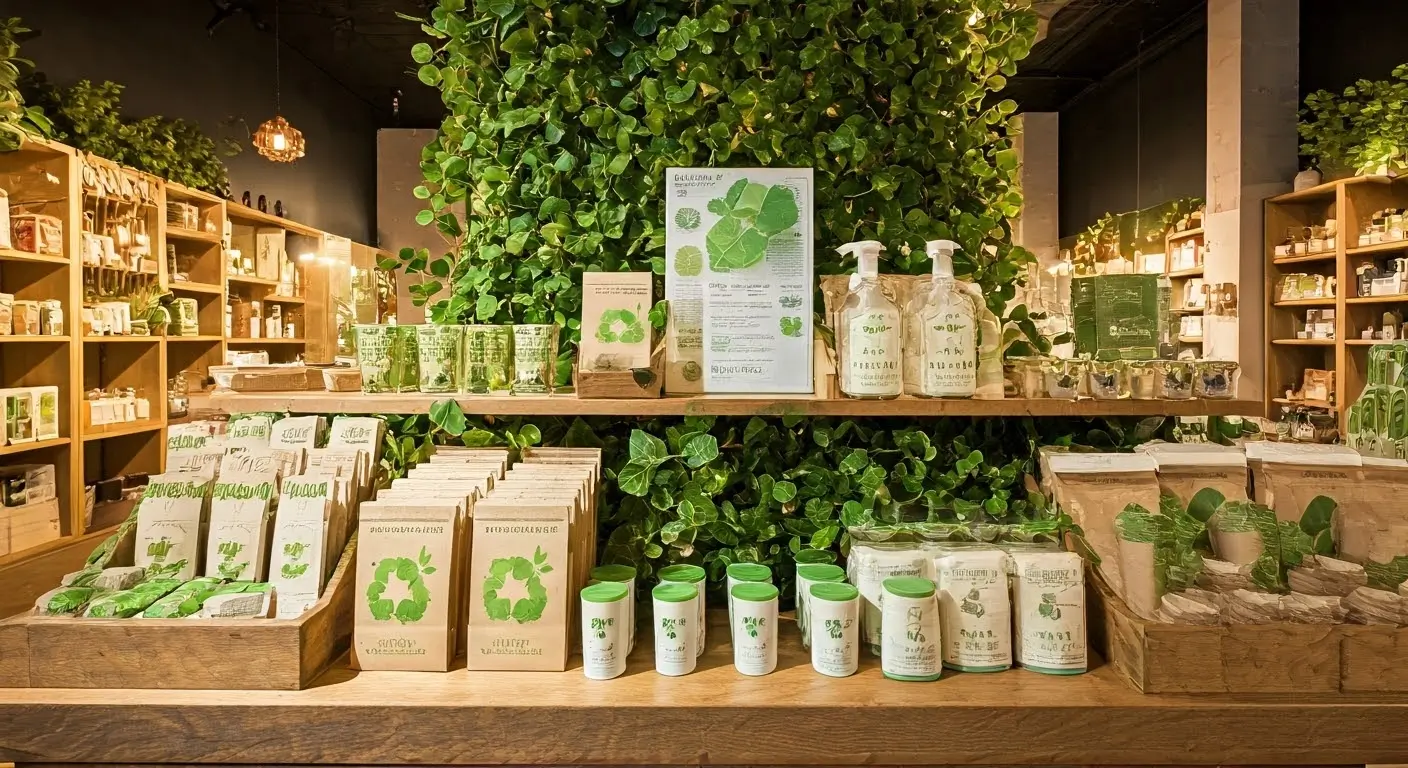 Display of eco-friendly products in a shop