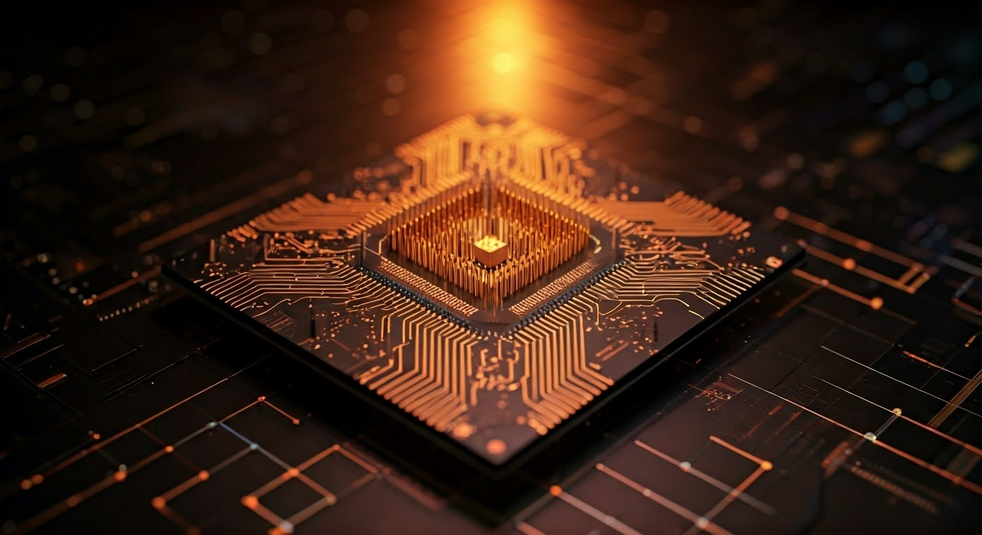 Futuristic quantum computer chip